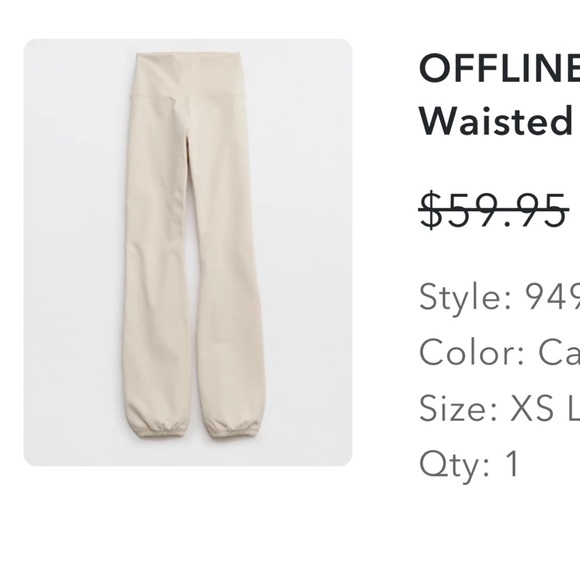 Aerie OFFLINE The Hugger Cinch Pant - Cake Batter XS - Picture 5 of 7